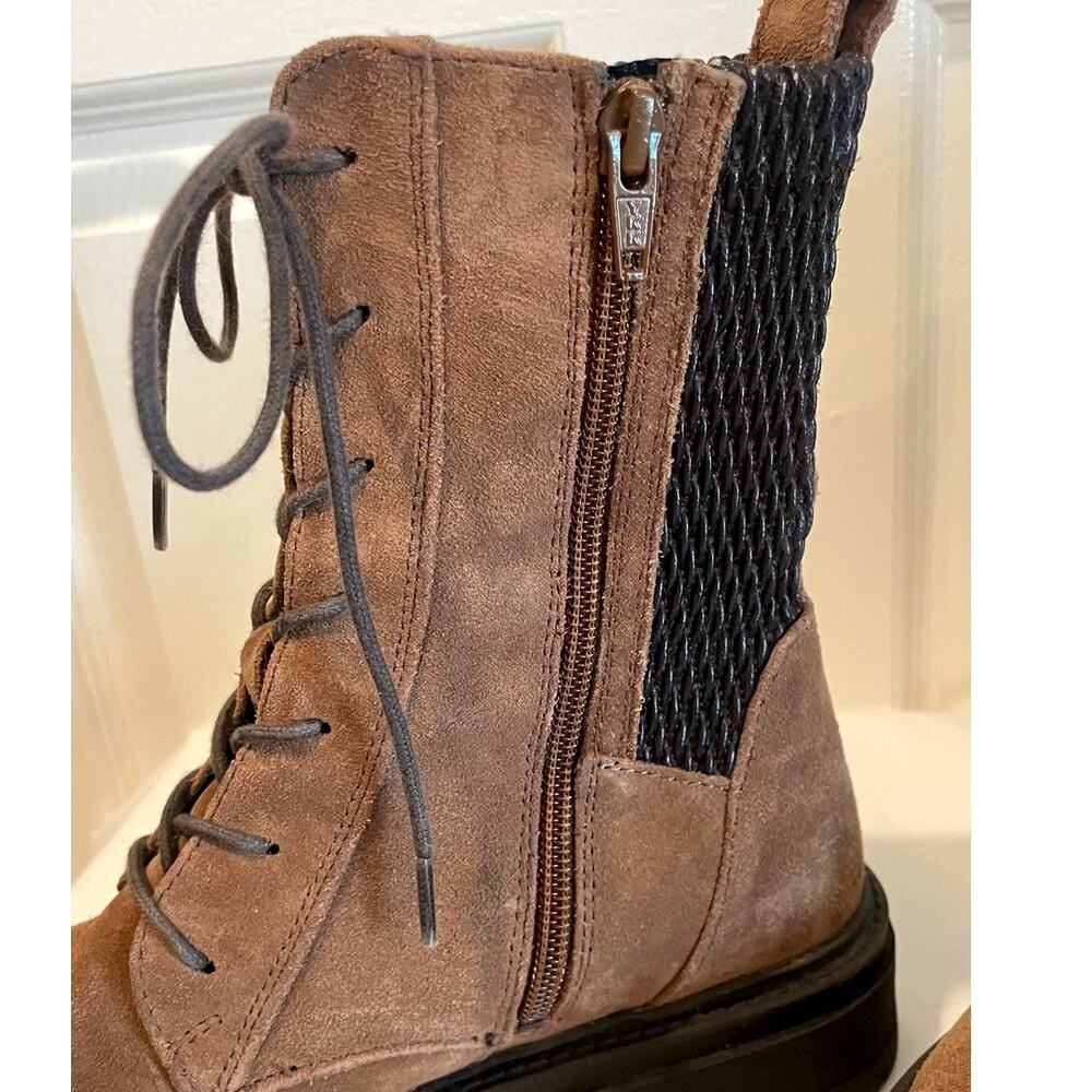 Geox Italy Respira Iridea Brown Suede Lace-Up Combat Ankle Boot Size 7 EUR 37 - Picture 4 of 8